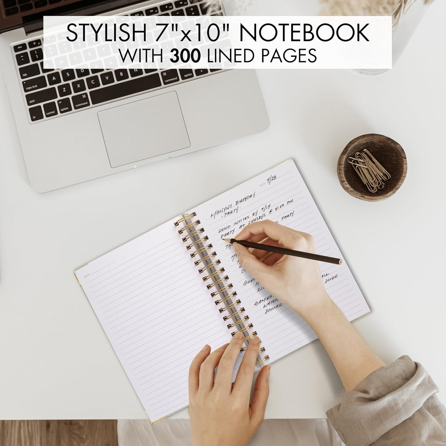 Aesthetic Thick Spiral Notebook Journal For Women in B5 Format - Modern Linen Hardcover College Ruled Note Book With 300 Lined Pages - Perfect For Writing And Staying Organized at Work or School - Image 2