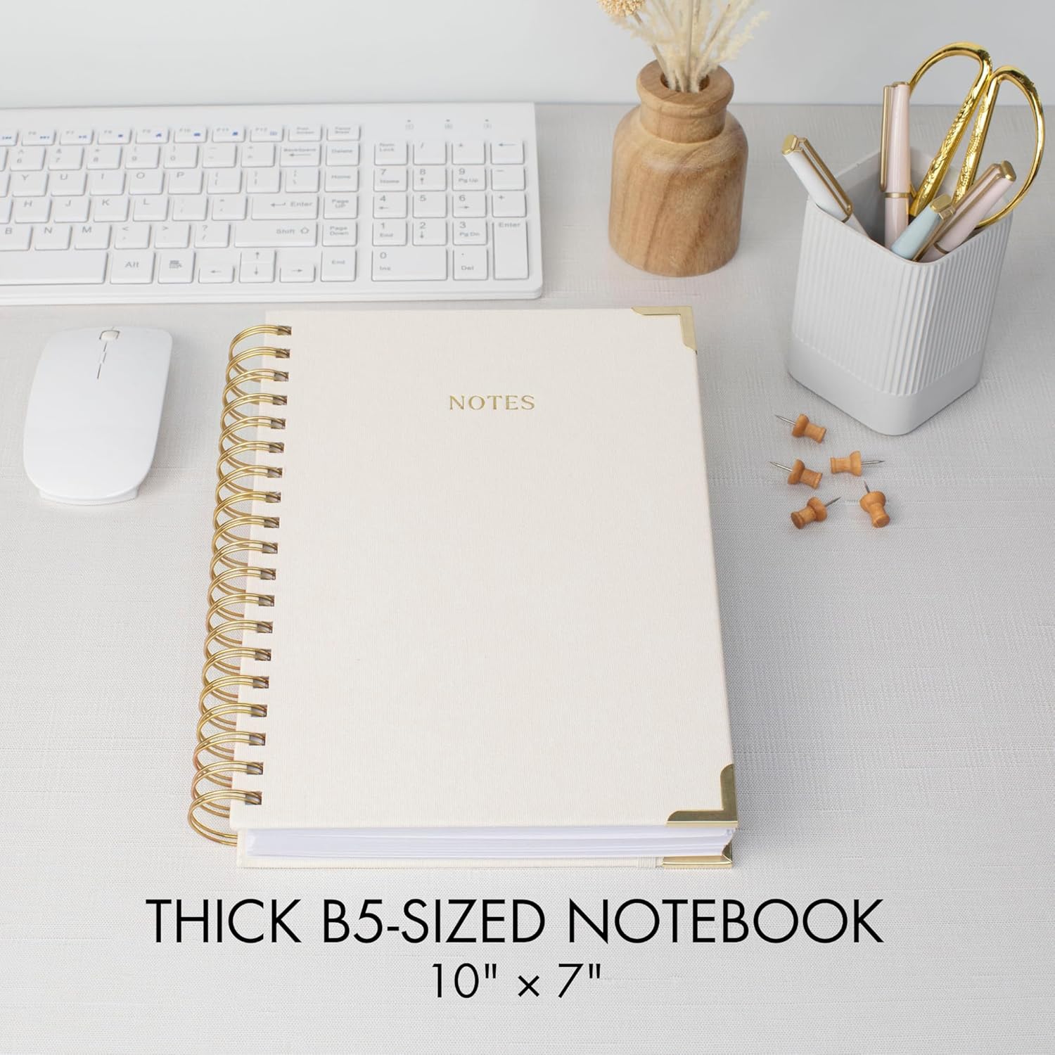 Aesthetic Thick Spiral Notebook Journal For Women in B5 Format - Modern Linen Hardcover College Ruled Note Book With 300 Lined Pages - Perfect For Writing And Staying Organized at Work or School - Image 3