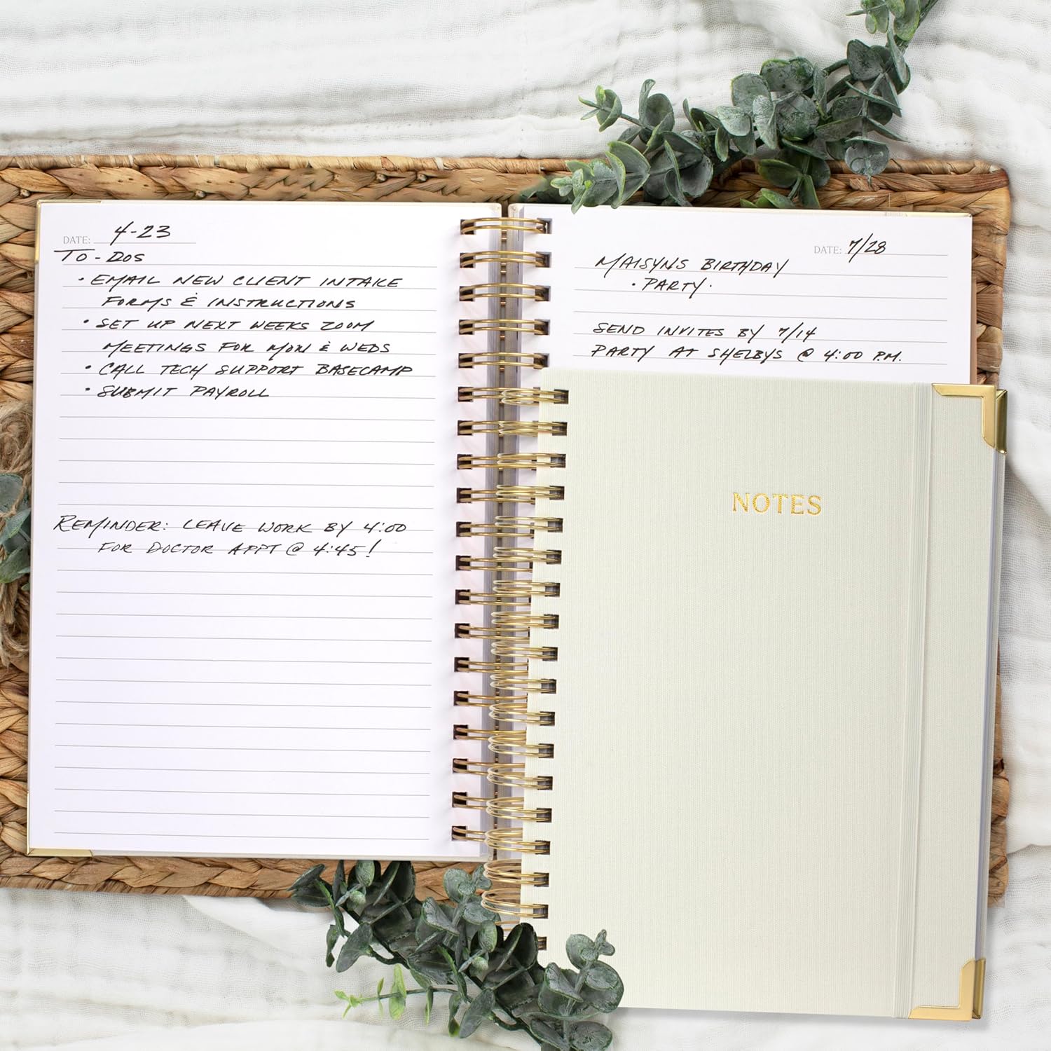 Aesthetic Thick Spiral Notebook Journal For Women in B5 Format - Modern Linen Hardcover College Ruled Note Book With 300 Lined Pages - Perfect For Writing And Staying Organized at Work or School - Image 4