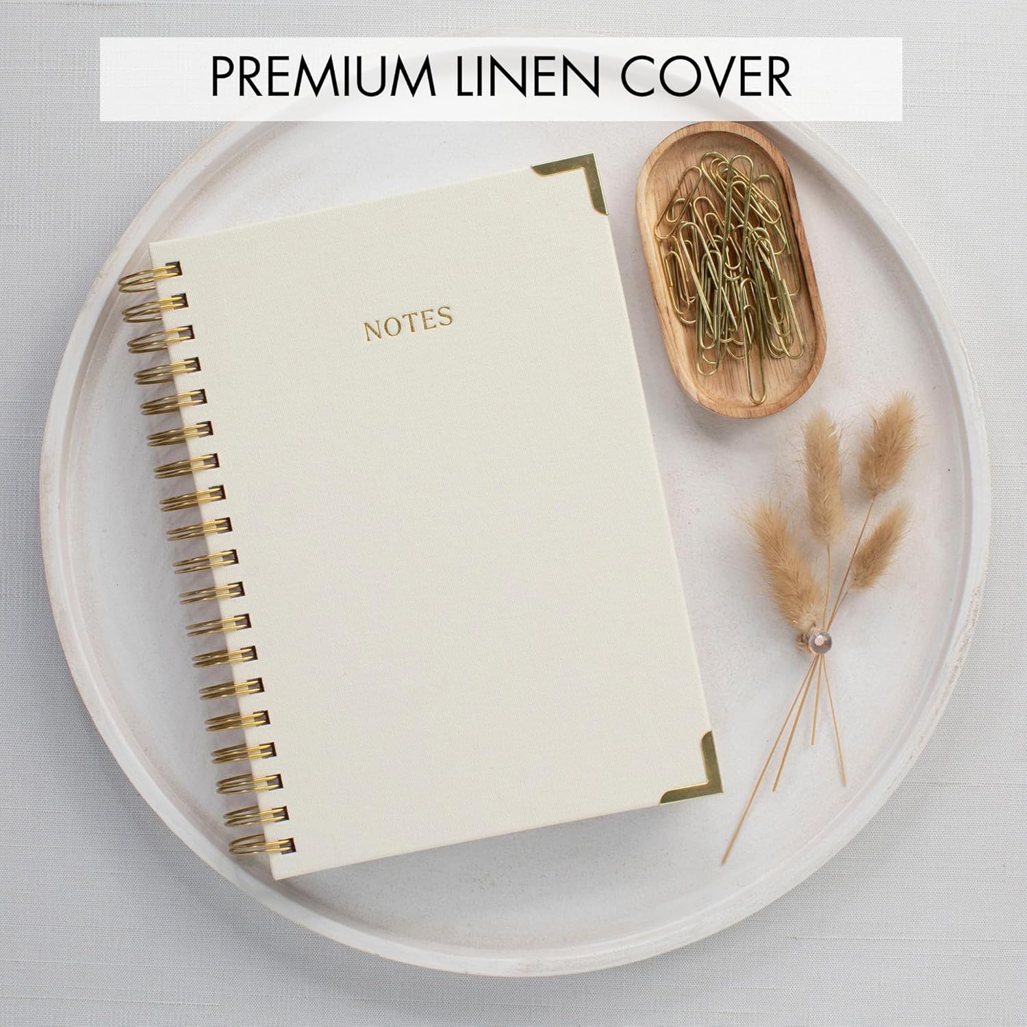 Aesthetic Thick Spiral Notebook Journal For Women in B5 Format - Modern Linen Hardcover College Ruled Note Book With 300 Lined Pages - Perfect For Writing And Staying Organized at Work or School - Image 5