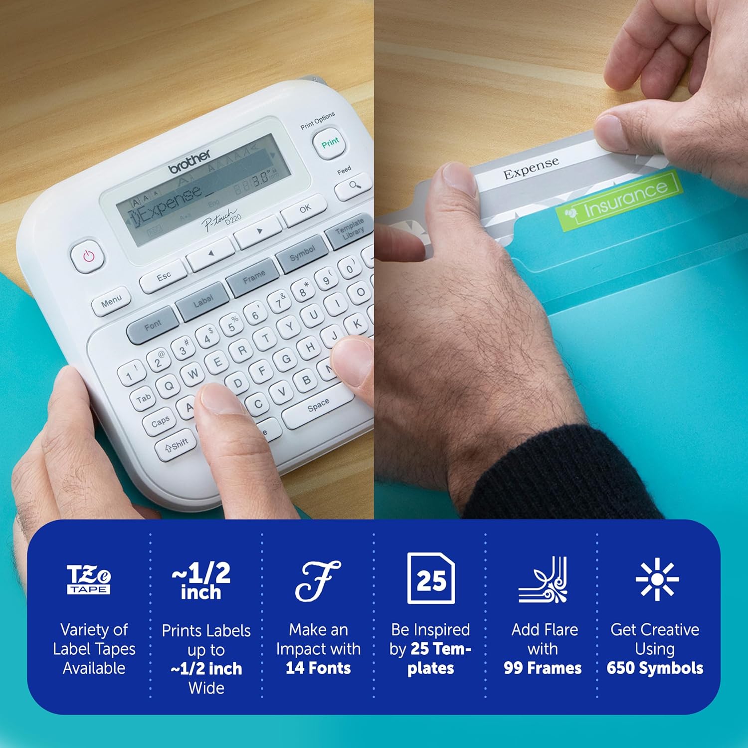 Brother P-Touch PT-D210 Label Maker Value Bundle Includes 4 Label Tapes, Easy-to-Use, Home and Office Organization, White - Image 2