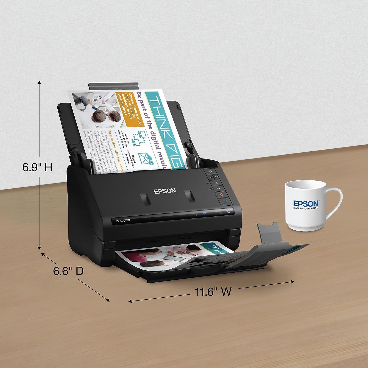 Epson Workforce ES-500W II Wireless Color Duplex Desktop Document Scanner for PC and Mac, with Auto Document Feeder (ADF) and Scan from Smartphone or Tablet - Image 4