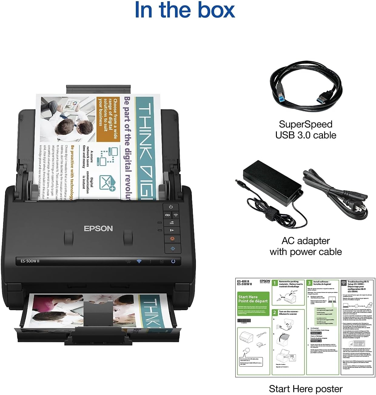 Epson Workforce ES-500W II Wireless Color Duplex Desktop Document Scanner for PC and Mac, with Auto Document Feeder (ADF) and Scan from Smartphone or Tablet - Image 5