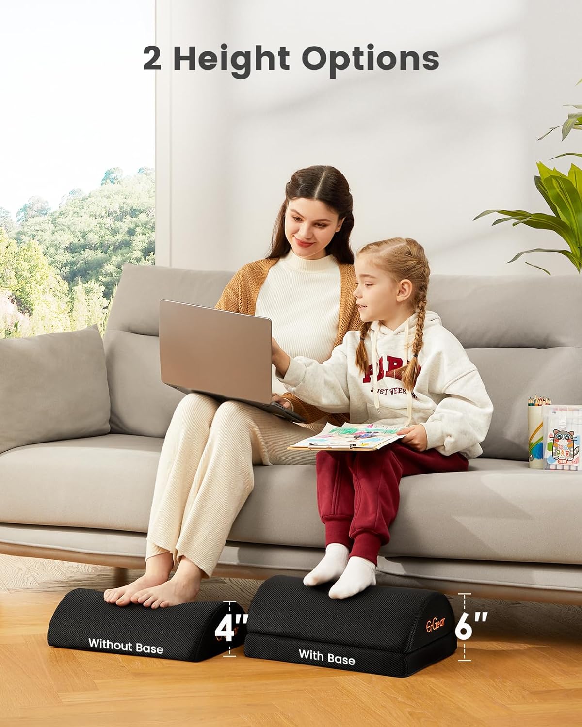 ErGear Foot Rest for Under Desk at Work with 2 Height Options, Under Desk Footrest with Ergonomic Memory Foam, Desk Foot Stool with Washable Cover for Body Pressure Points Balance,at Home, Office - Image 3