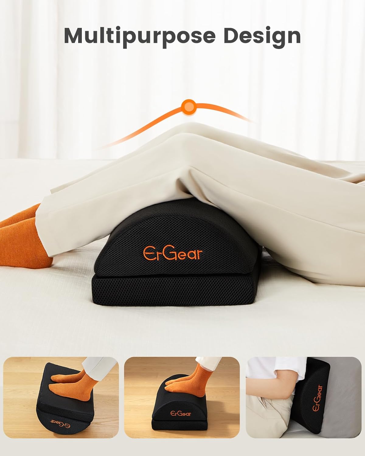ErGear Foot Rest for Under Desk at Work with 2 Height Options, Under Desk Footrest with Ergonomic Memory Foam, Desk Foot Stool with Washable Cover for Body Pressure Points Balance,at Home, Office - Image 5