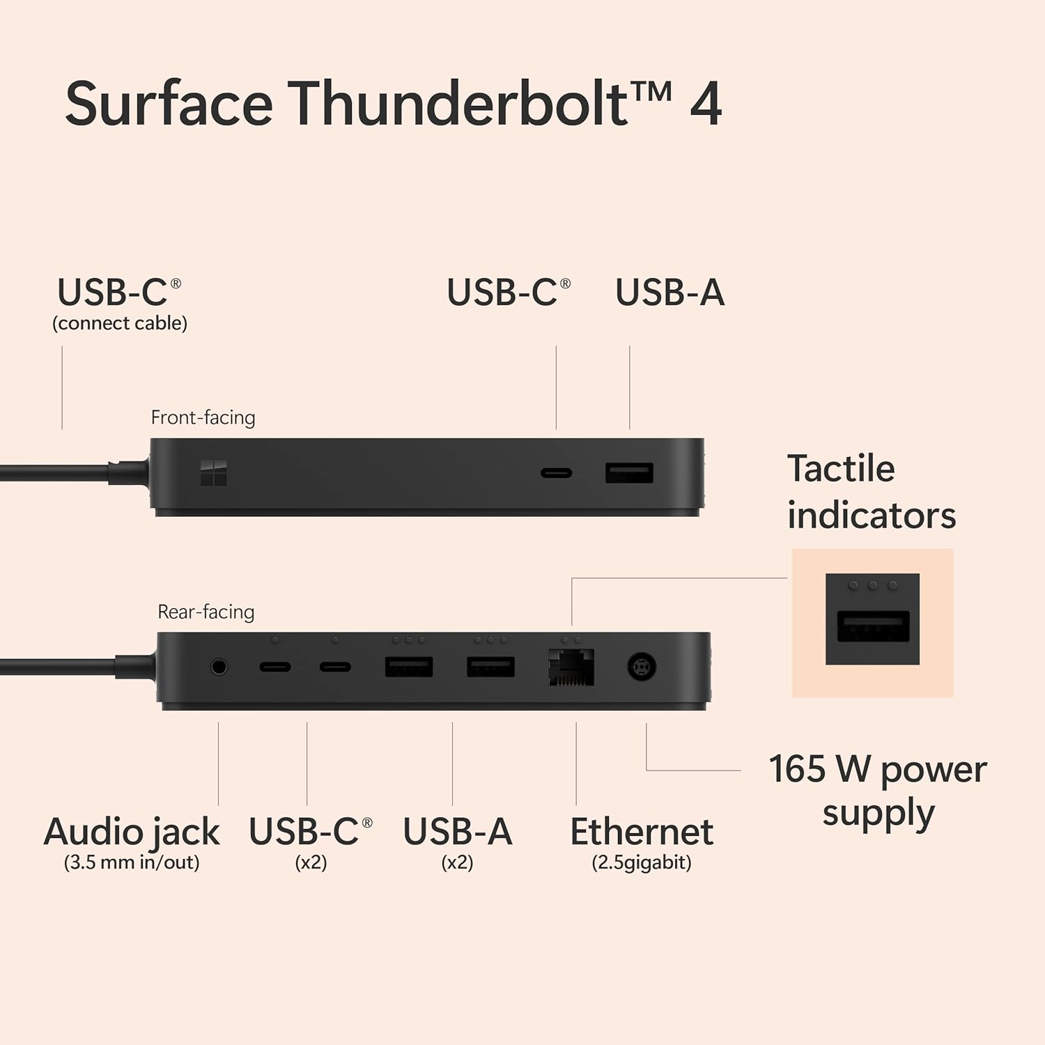Microsoft Surface Thunderbolt 4 Dock - High-Speed Docking Station with Dual 4K Monitor Support - Image 5