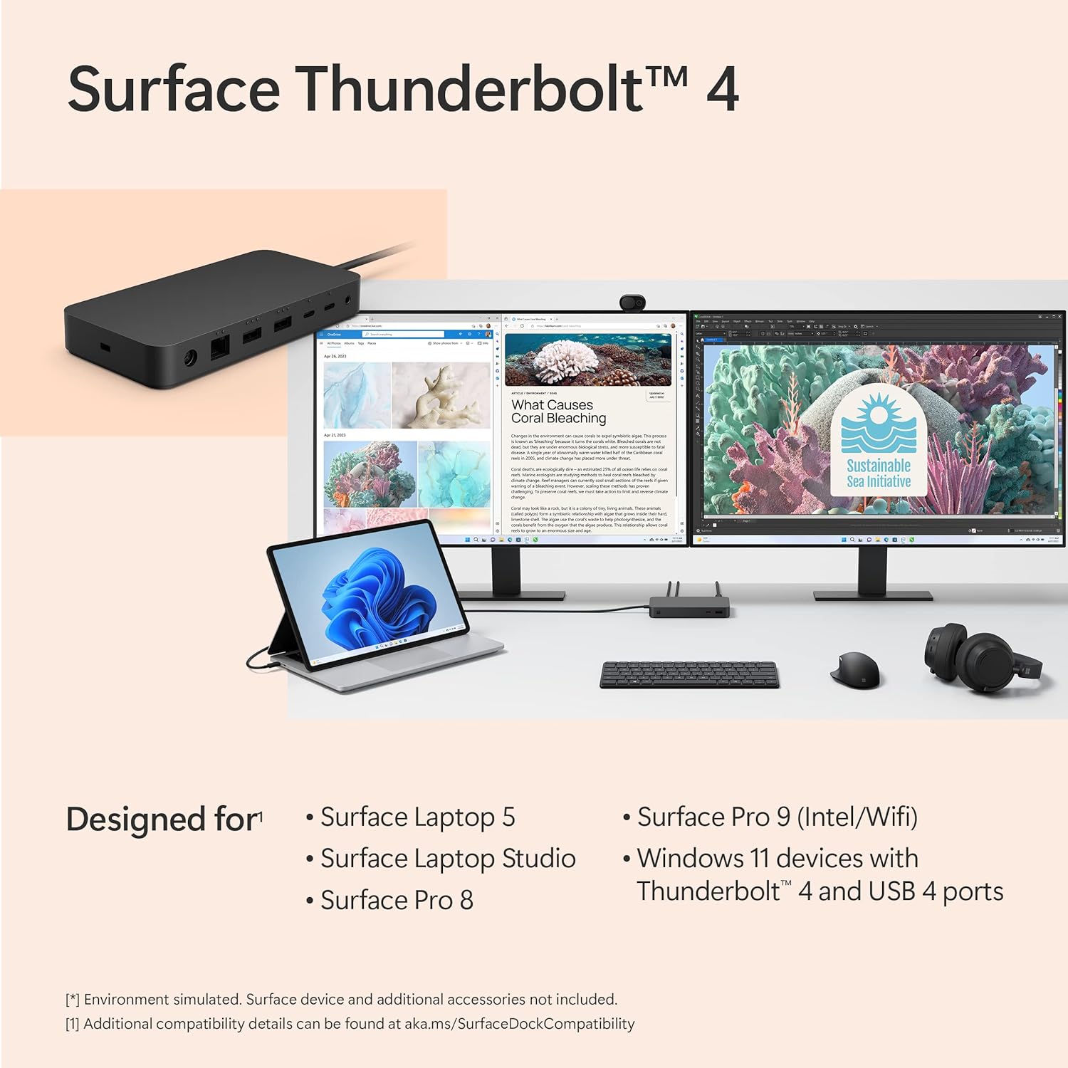 Microsoft Surface Thunderbolt 4 Dock - High-Speed Docking Station with Dual 4K Monitor Support - Image 6