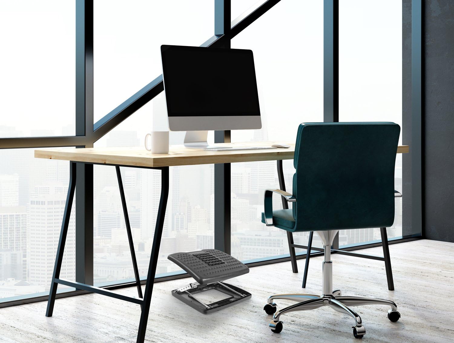 Mount-It! Adjustable Footrest with Massaging Bead | Adjustable Height and Tilt Office Foot Rest Stool for Under Desk Support | 5 Height Settings, 3 Tilt Settings | Black - Image 4