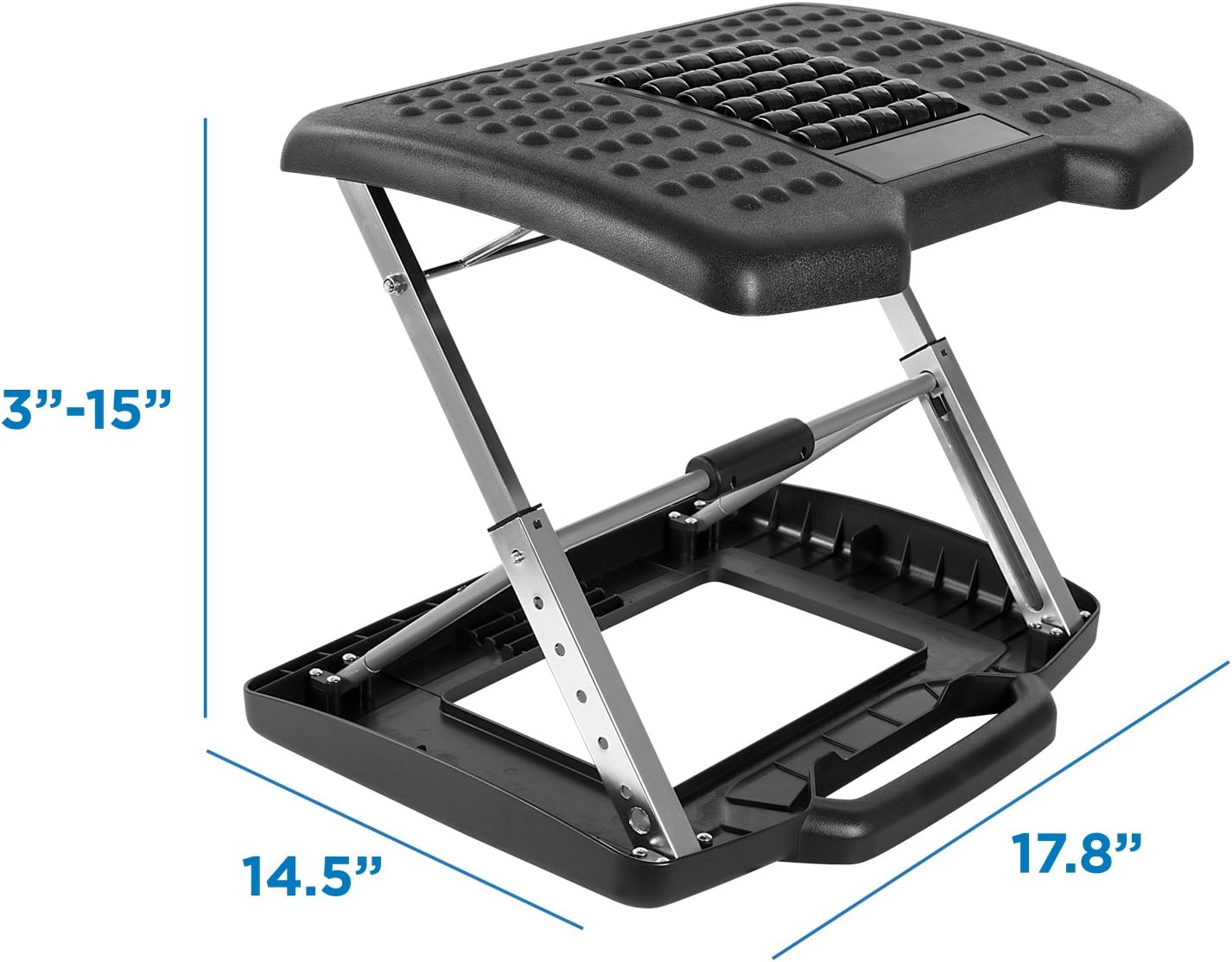 Mount-It! Adjustable Footrest with Massaging Bead | Adjustable Height and Tilt Office Foot Rest Stool for Under Desk Support | 5 Height Settings, 3 Tilt Settings | Black - Image 6
